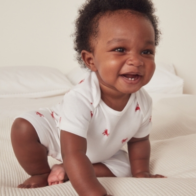 Organic Cotton Little Crab Envelope Neck Shortie (0–24mths)
