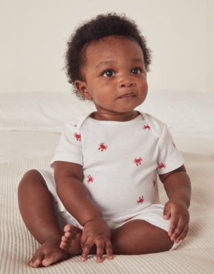 Organic Cotton Little Crab Envelope Neck Shortie (0–24mths)