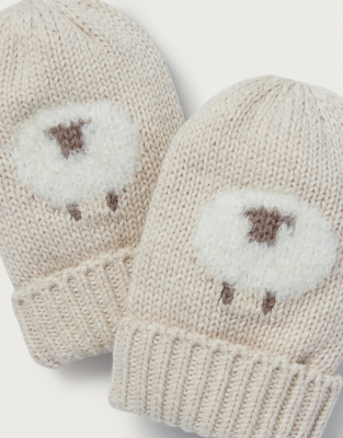 Organic-Cotton Little Sheep Baby Mittens
