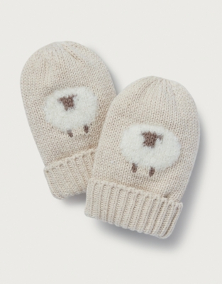 Organic-Cotton Little Sheep Baby Mittens