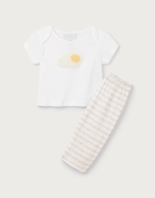 Organic Cotton Little Sunshine Embroidered Pyjamas (0–2yrs)