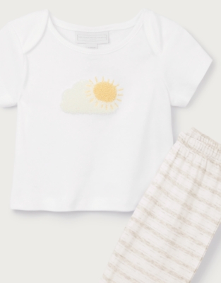 Organic Cotton Little Sunshine Embroidered Pyjamas (0–2yrs)