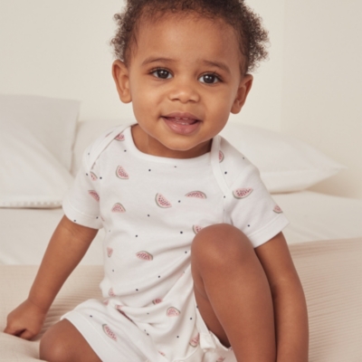 Organic Cotton Little Watermelon Envelope Neck Shortie (0–24mths)
