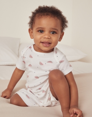 Organic Cotton Little Watermelon Envelope Neck Shortie (0–24mths)