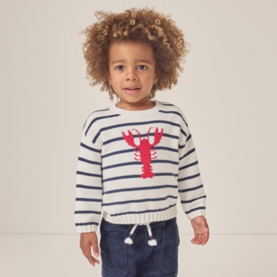 Organic Cotton Lobster Striped Jumper (0–18mths)