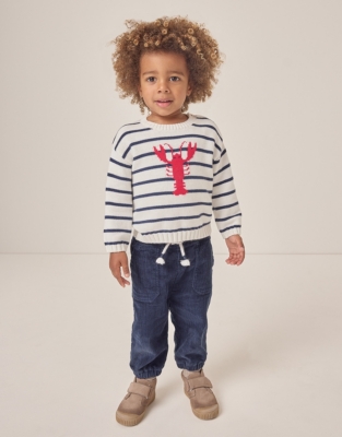 Organic Cotton Lobster Striped Jumper (0–18mths)