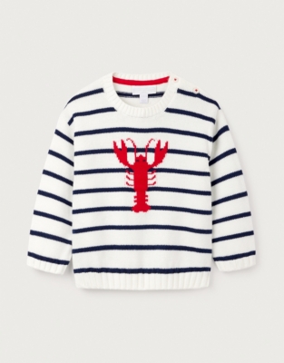 Organic Cotton Lobster Striped Jumper (0–18mths)