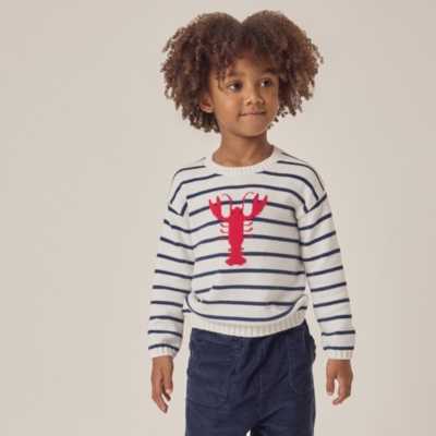 Organic Cotton Lobster Striped Jumper (18mths–6yrs)
