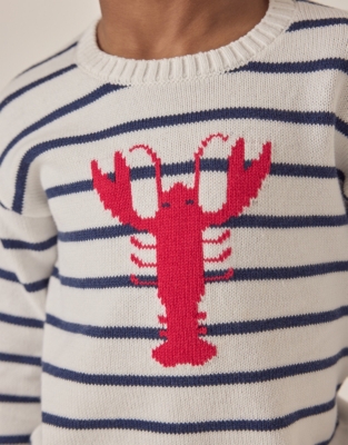 Organic Cotton Lobster Striped Jumper (18mths–6yrs)
