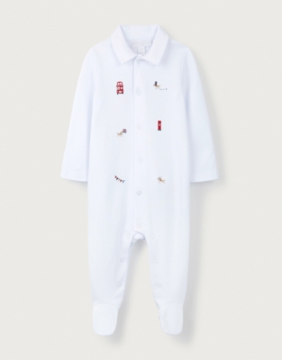 Organic Cotton London Embroidery Sleepsuit (0–24mths)