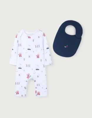 Organic Cotton London Sleepsuit & Bib Set (0–24mths)