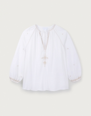 Organic Cotton Long Sleeve Boho Blouse Clothing Sale The White