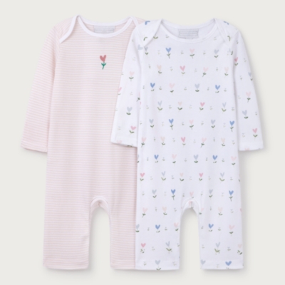 Organic Cotton Love Bud & Stripe Sleepsuits — Set of 2