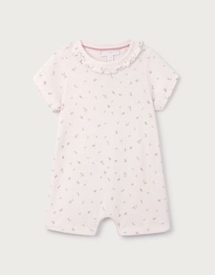 Organic Cotton Maya Floral Frill Shortie Sleepsuit (0–2yrs)