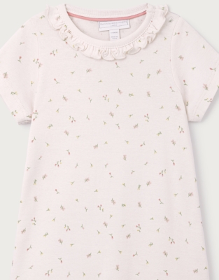 Organic Cotton Maya Floral Frill Shortie Sleepsuit (0–2yrs)