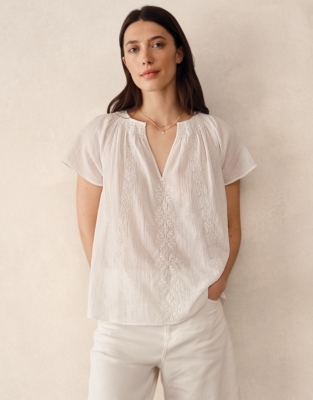 Organic Cotton Medina Blouse - Porcelain