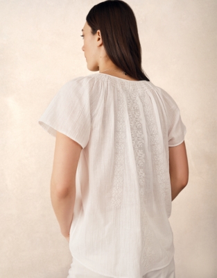 Organic Cotton Medina Blouse - Porcelain