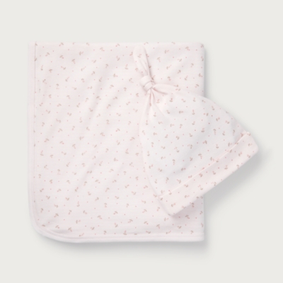 Organic Cotton Megan Floral Reversible Blanket & Hat Set (0–12mths)