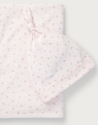 Organic Cotton Megan Floral Reversible Blanket & Hat Set (0–12mths)