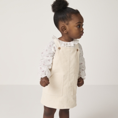Organic Cotton Minnie Floral Blouse and Cord Pinafore Set (0–4yrs)