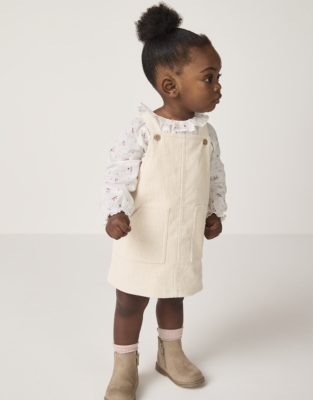 Bibi Panelled Pinafore - Honey 7-9y Organic Cotton Minnie