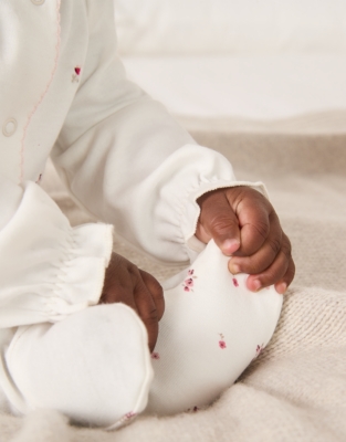 Organic Cotton Minnie Floral Embroidered Sleepsuit (0–24mths)