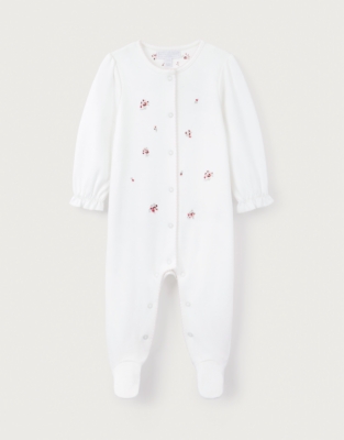 Organic Cotton Minnie Floral Embroidered Sleepsuit (0–24mths)