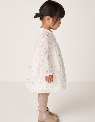 Organic Cotton Minnie Floral Ruffle Dress & Tights Set (0–4yrs)