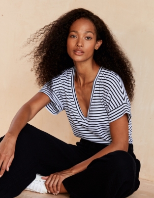 Organic-Cotton Mixed-Stripe T-Shirt | T-Shirt Shop | The White Company US