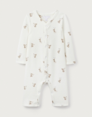 Organic Cotton Monkey Waffle Sleepsuit (0–9mths)