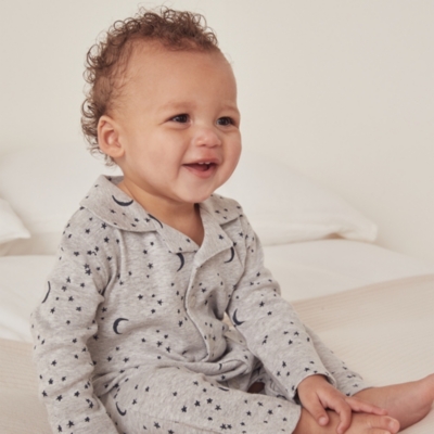 Organic Cotton Moon & Stars Sleepsuit (0–24mths)
