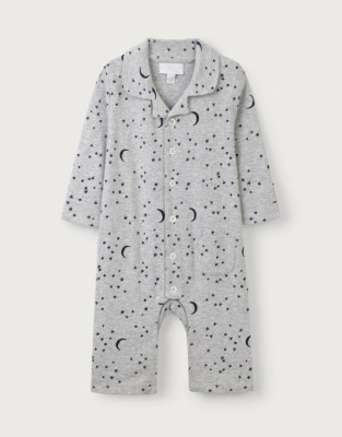 Organic Cotton Moon & Stars Sleepsuit (0–24mths)