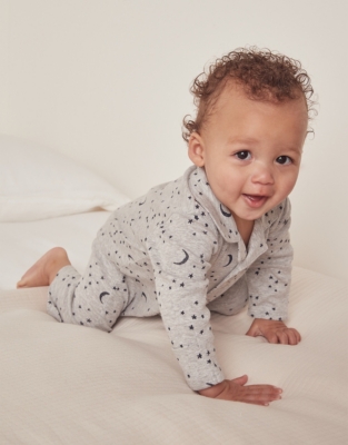 Organic Cotton Moon & Stars Sleepsuit (0–24mths)