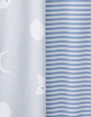 Organic Cotton Moon and Stars Sleepsuits – Set of 2 (0–24mths)