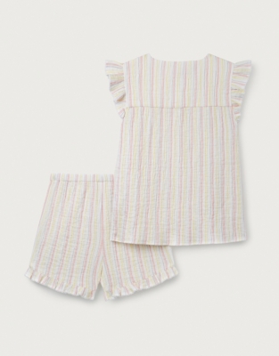 Organic Cotton Multi Stripe Blouse & Shorts Set (18mths–6yrs)