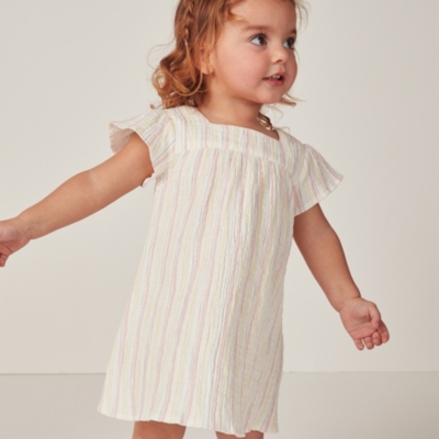 Organic Cotton Multi Stripe Dress (0–18mths)