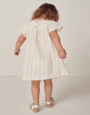 Organic Cotton Multi Stripe Dress (0–18mths)