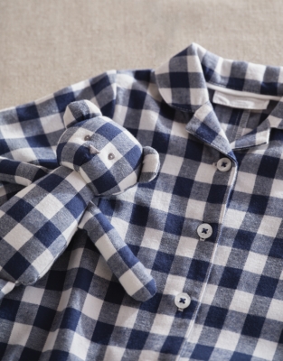Organic Cotton My First Gingham Sleepsuit and Bear Toy Bedtime Gift Set (0–6mths)