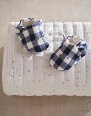 Organic Cotton My First Gingham Sleepsuit and Bear Toy Bedtime Gift Set (0–6mths)