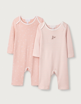 Organic Cotton Natalie Floral Sleepsuits – Set of 2 (0–24mths)