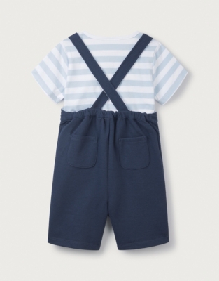 Organic Cotton Navy Pique Overalls & T-Shirt Set (0–18mths)
