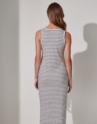 Organic-Cotton Notch-Neck Stripe Midi Dress | Dresses & Skirts | The ...