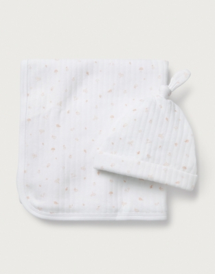 Organic Cotton Ottilie Floral Blanket & Hat Set (0–12mths)