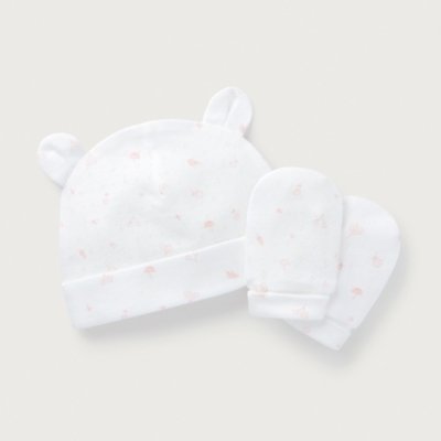 Organic Cotton Ottilie Floral Hat & Mittens Set (0–12mths)