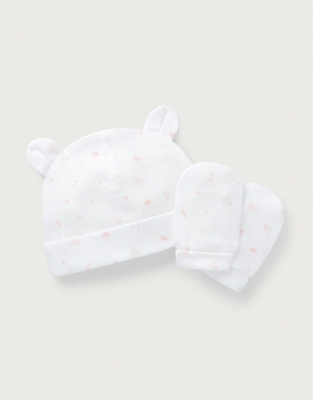 Organic Cotton Ottilie Floral Hat & Mittens Set (0–12mths)