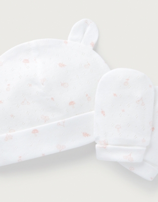 Organic Cotton Ottilie Floral Hat & Mittens Set (0–12mths)