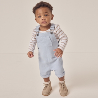 Organic Cotton Overalls & Breton Stripe Top Set (0–18mths)