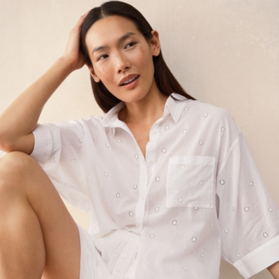 Organic Cotton Oversized Broderie Pyjama Set