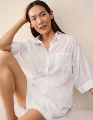 Organic Cotton Oversized Broderie Pyjama Set
