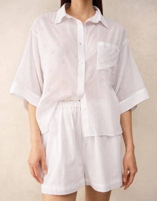 Organic Cotton Oversized Broderie Pyjama Set